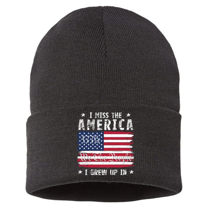 I Miss The America I Grew Up In American Since 1776 Patriotic US Constitution Sustainable Knit Beanie