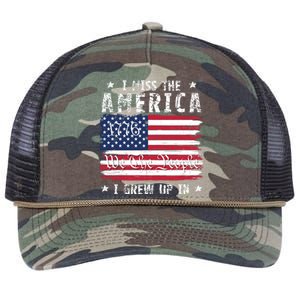 I Miss The America I Grew Up In American Since 1776 Patriotic US Constitution Retro Rope Trucker Hat Cap