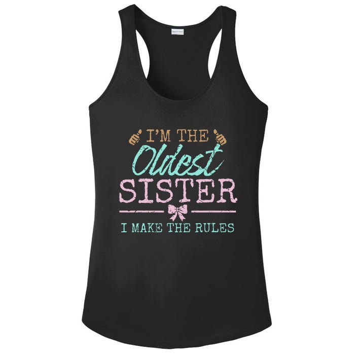 I make the rules Oldest Adult 3 Sisters Matching Sibling Fun Ladies PosiCharge Competitor Racerback Tank