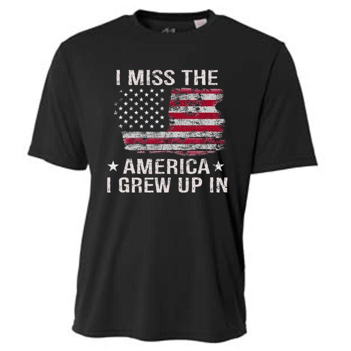 I Miss The America I Grew Up In Vintage American Usa Flag Cooling Performance Crew T-Shirt