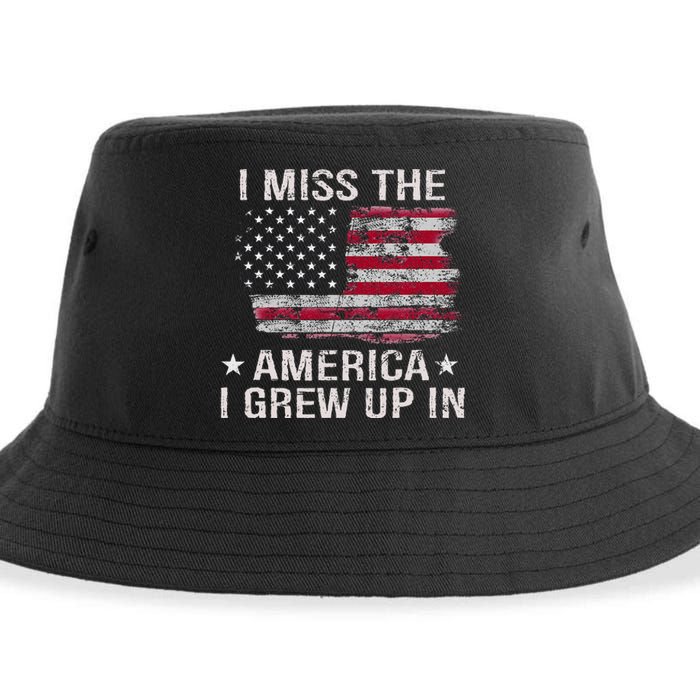 I Miss The America I Grew Up In Vintage American Usa Flag Sustainable Bucket Hat