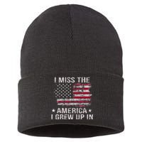 I Miss The America I Grew Up In Vintage American Usa Flag Sustainable Knit Beanie