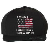 I Miss The America I Grew Up In Vintage American Usa Flag Wool Snapback Cap