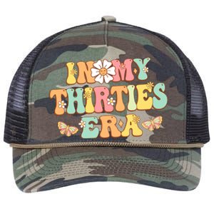 In My Thirties Era Groovy 30th Birthday 30S Funny For Wo Retro Rope Trucker Hat Cap