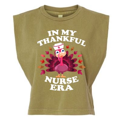 In My Thankful Nurse Era Retro Autumn Thanksgiving Nurse Garment-Dyed Women's Muscle Tee