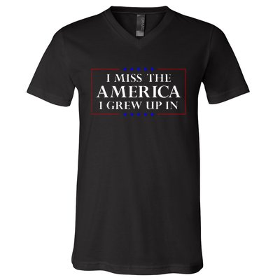 I Miss The America I Grew Up In American Flag V-Neck T-Shirt