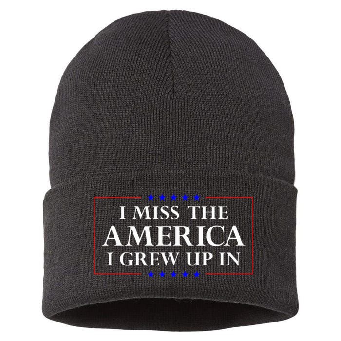 I Miss The America I Grew Up In American Flag Sustainable Knit Beanie