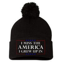 I Miss The America I Grew Up In American Flag Pom Pom 12in Knit Beanie