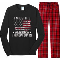 I Miss The America I Grew Up In American Usa Flag Vintage Long Sleeve Pajama Set