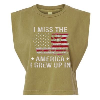 I Miss The America I Grew Up In American Usa Flag Vintage Garment-Dyed Women's Muscle Tee