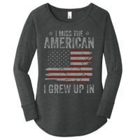 I Miss The America I Grew Up In USA Vintage American Flag Women's Perfect Tri Tunic Long Sleeve Shirt