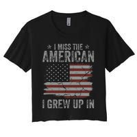 I Miss The America I Grew Up In USA Vintage American Flag Women's Crop Top Tee