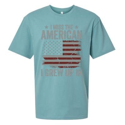 I Miss The America I Grew Up In USA Vintage American Flag Sueded Cloud Jersey T-Shirt