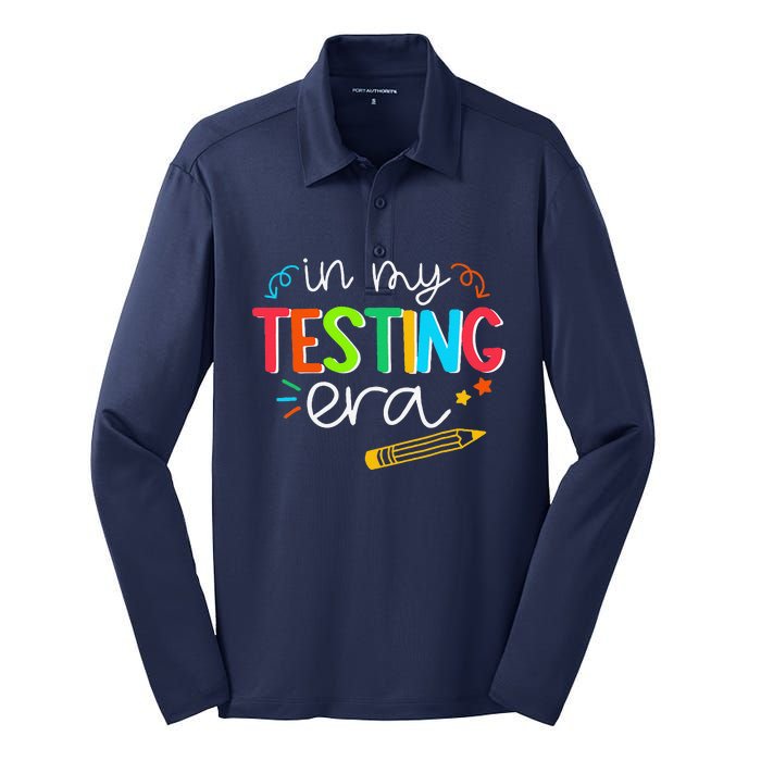 In My Testing Era Motivation Test Day Testing Women Teachers Silk Touch Performance Long Sleeve Polo