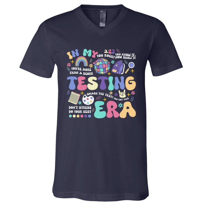 In My Testing Era School Day Teacher Student Rock The Test V-Neck T-Shirt