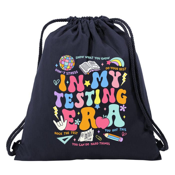 In My Testing Era Teachers Student Rock The Test Testing Day Drawstring Bag