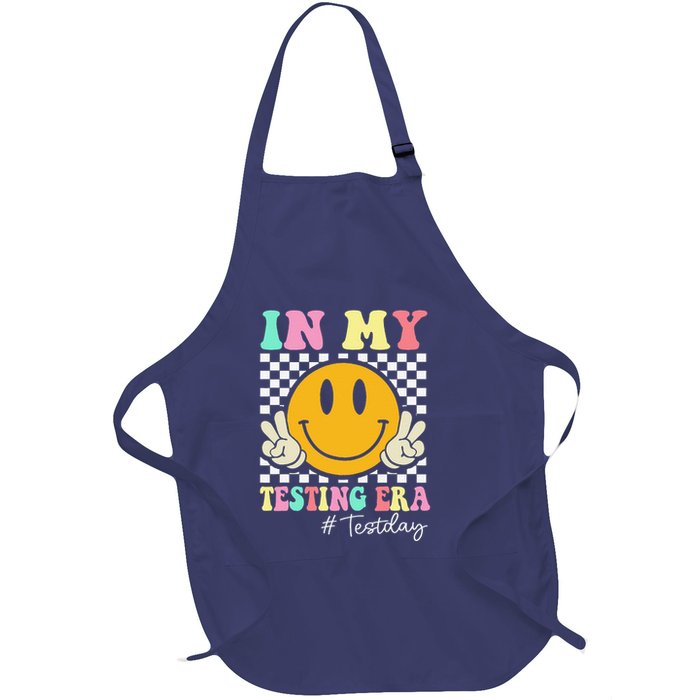 In My Testing Era Retro Smile Teacher Testing Test Day Full-Length Apron With Pockets