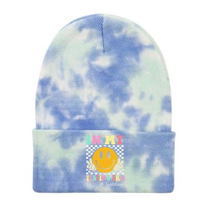 In My Testing Era Retro Smile Teacher Testing Test Day Tie Dye 12in Knit Beanie