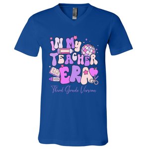 In My Teacher Era 3rd Grade Version 3rd Grade Teacher Era V-Neck T-Shirt