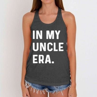 In My Uncle Era New Uncle Announcement Women's Knotted Racerback Tank