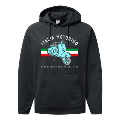 Italia Motorino Vintage Italian Scooter Italian Flag Performance Fleece Hoodie