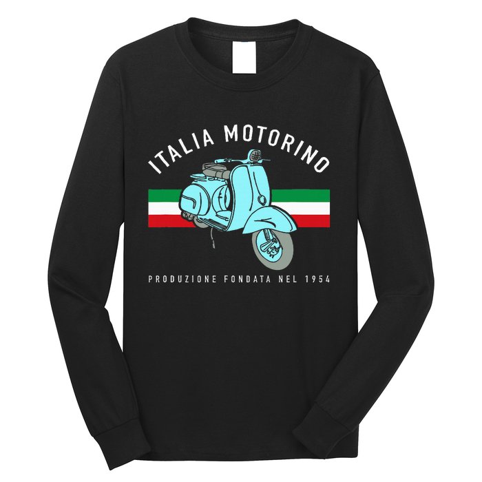 Italia Motorino Vintage Italian Scooter Italian Flag Long Sleeve Shirt