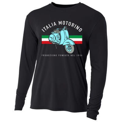 Italia Motorino Vintage Italian Scooter Italian Flag Cooling Performance Long Sleeve Crew