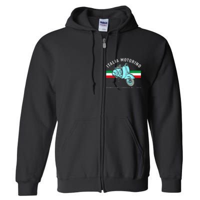 Italia Motorino Vintage Italian Scooter Italian Flag Full Zip Hoodie