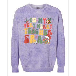 In My Very Merry Teacher Era Groovy Retro Teacher Christmas Meaningful Gift Colorblast Crewneck Sweatshirt