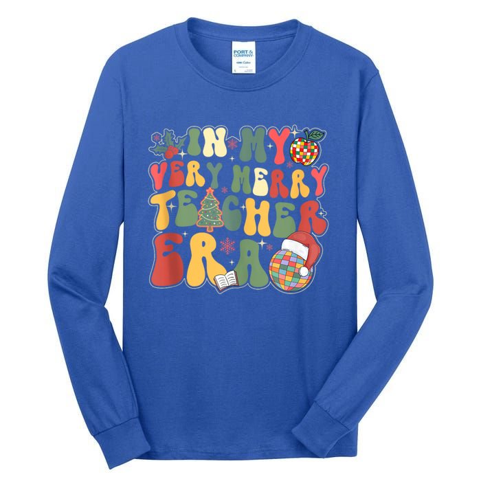 In My Very Merry Teacher Era Groovy Retro Teacher Christmas Meaningful Gift Tall Long Sleeve T-Shirt