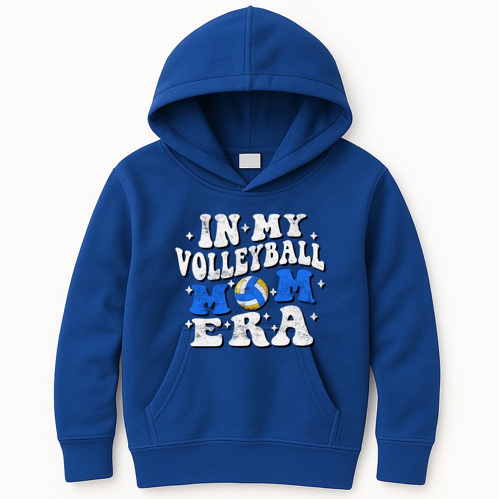In My Volleyball Mom Era Funny Player Volleyball Mom Groovy Great Gift Kids Hoodie