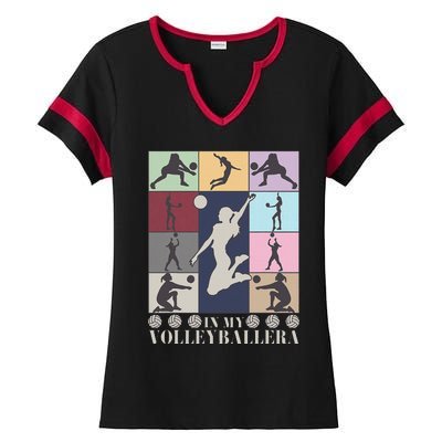 In My Volleyball Era Retro Vintage Volleyball Sport Game Day Ladies Halftime Notch Neck Tee