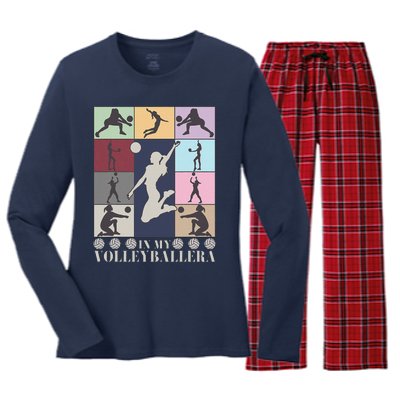 In My Volleyball Era Retro Vintage Volleyball Sport Game Day Women's Long Sleeve Flannel Pajama Set 