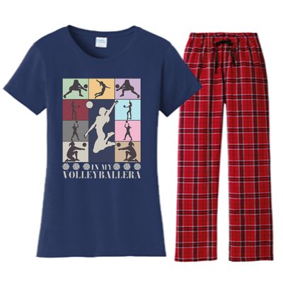 In My Volleyball Era Retro Vintage Volleyball Sport Game Day Women's Flannel Pajama Set