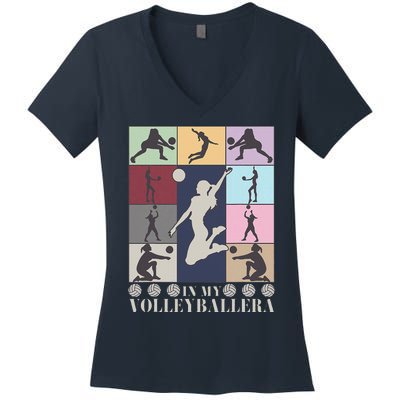 In My Volleyball Era Retro Vintage Volleyball Sport Game Day Women's V-Neck T-Shirt