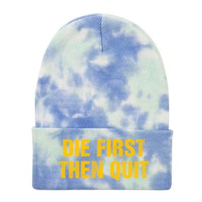 Inspirational Motivational Vintage Die First Then Quit Cool Gift Tie Dye 12in Knit Beanie