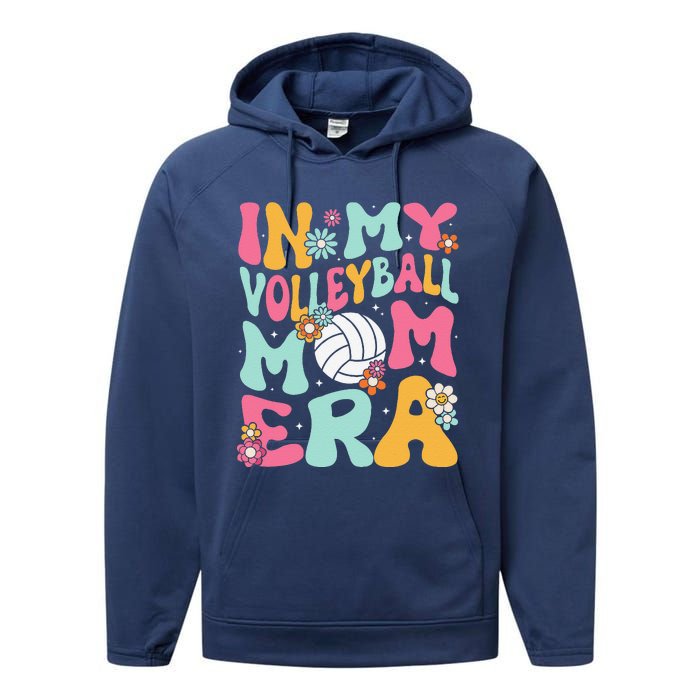 In My Volleyball Mom Era Game Day Cute Retro Volleyball Mama Performance Fleece Hoodie