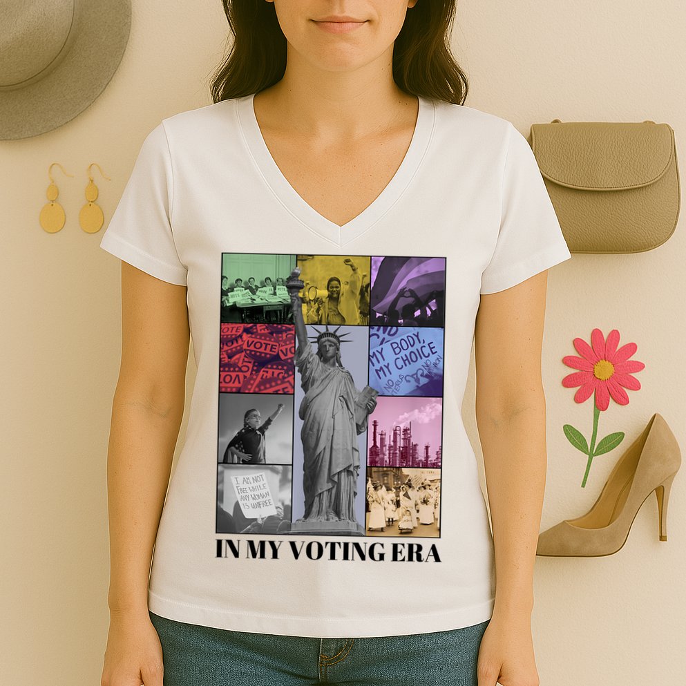 In My Voting Era Presidential Election 2024 Harris Walz Women's V-Neck T-Shirt