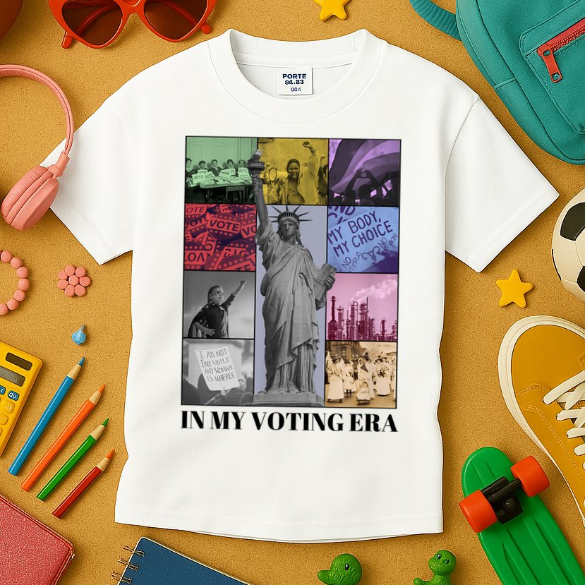 In My Voting Era Presidential Election 2024 Harris Walz Kids T-Shirt