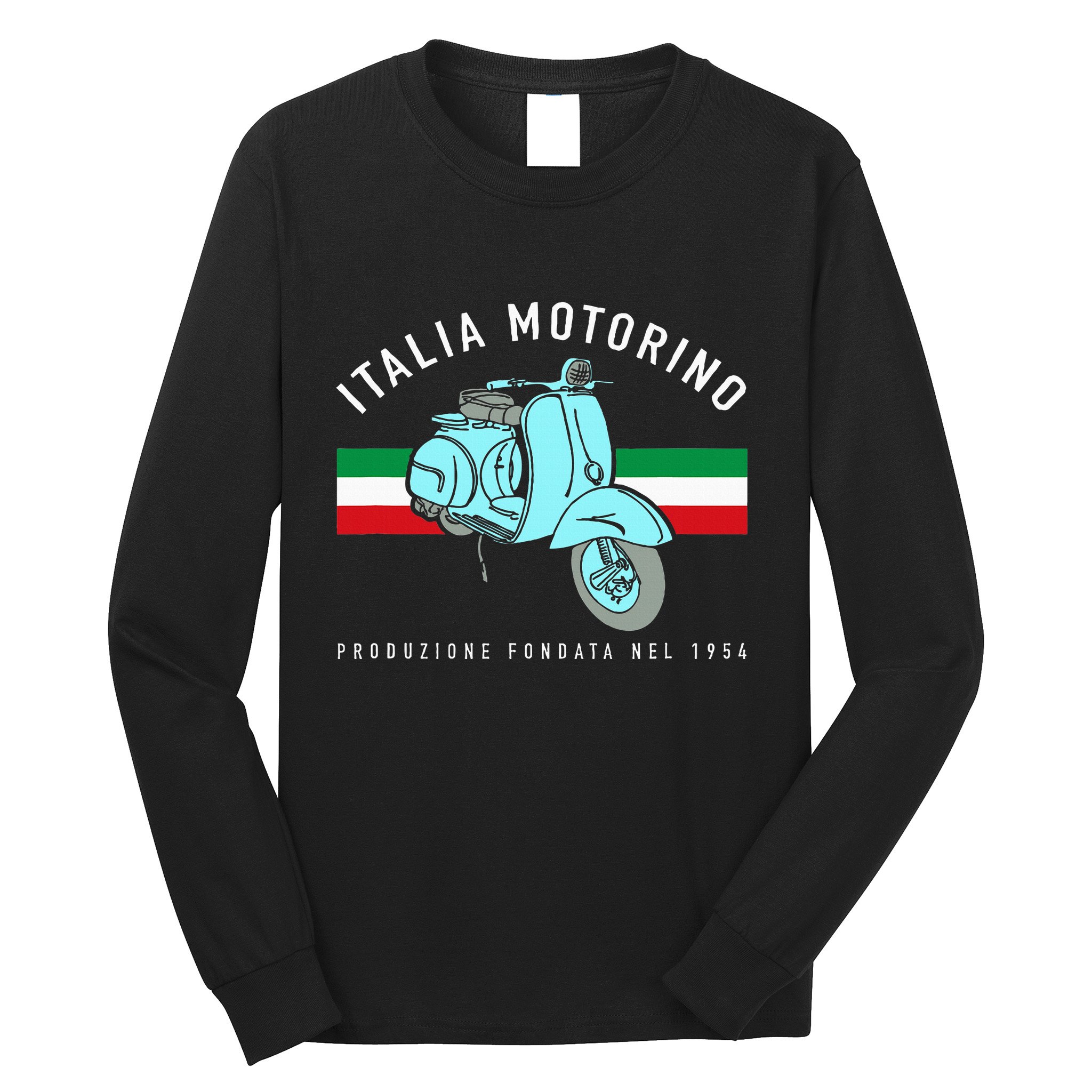 Italia Motorino Vintage Italian Scooter Italian Flag Long Sleeve Shirt