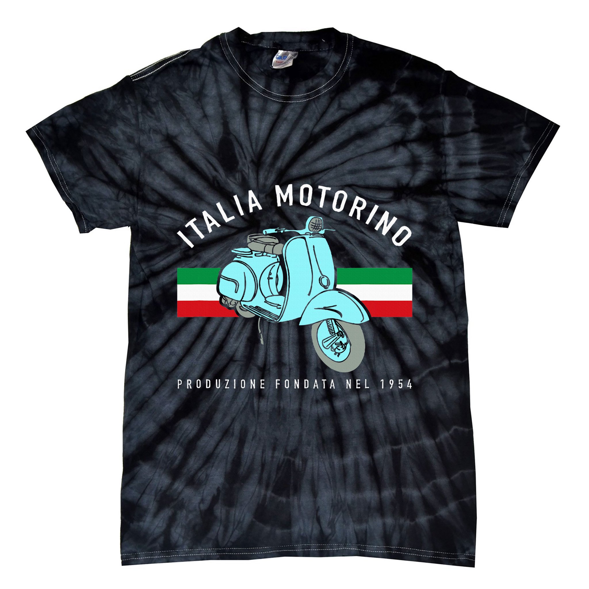 Italia Motorino Vintage Italian Scooter Italian Flag Tie-Dye T-Shirt