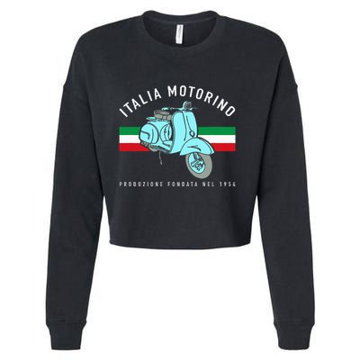 Italia Motorino Vintage Italian Scooter Italian Flag Cropped Pullover Crew