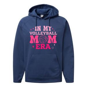 In My Volleyball Mom Era Groovy Volleyball Sport Player Performance Fleece Hoodie