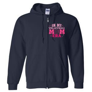 In My Volleyball Mom Era Groovy Volleyball Sport Player Full Zip Hoodie