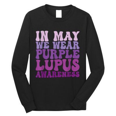 In May We Wear Purple Lupus Awareness Month Groovy Long Sleeve Shirt