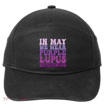 In May We Wear Purple Lupus Awareness Month Groovy 7-Panel Snapback Hat