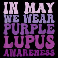 In May We Wear Purple Lupus Awareness Month Groovy Flat Bill Trucker Hat