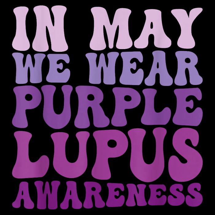 In May We Wear Purple Lupus Awareness Month Groovy Flat Bill Trucker Hat