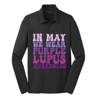 In May We Wear Purple Lupus Awareness Month Groovy Silk Touch Performance Long Sleeve Polo