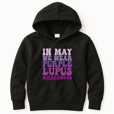 In May We Wear Purple Lupus Awareness Month Groovy Kids Hoodie